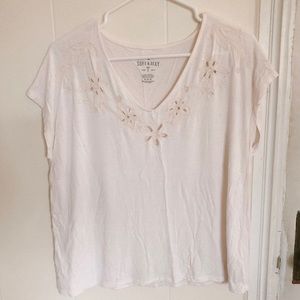 AE Soft n Sexy Embroidery Cutout Detail Tee